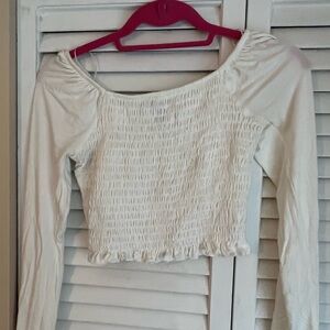 Aqua Long Sleeved White Smocked Shirt